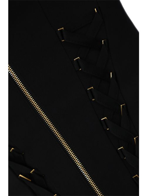 Giacca in crepe con lacci criss-cross Nero Elisabetta Franchi | GI13551E2110